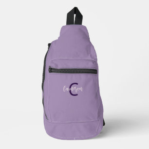 Sophisticated Script Type Initials & Name Violet Sling Bag