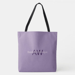 Sophisticated Script Type Name and Initials Violet Tote Bag
