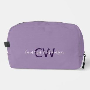 Sophisticated Script Type Name & Initials Violet Dopp Kit