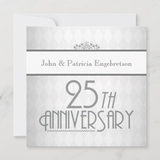 Sophisticated Silver 25th Wedding Anniversary Invitation (Front)