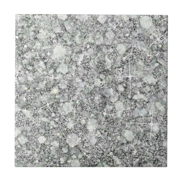 Sophisticated Silver Colour Faux Glitter Solid Tile (Front)