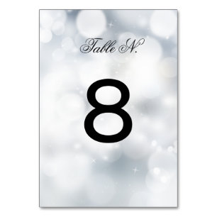 Sophisticated Silver Glitter WEDDING TABLE NUMBER