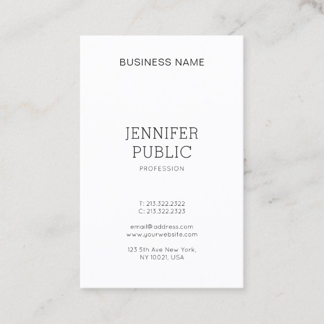 Sophisticated Simple Design Modern Trendy Plain Business Card (Front)
