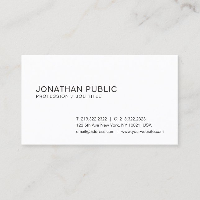 Sophisticated Simple Graphic Design Trendy Plain Business Card (Front)