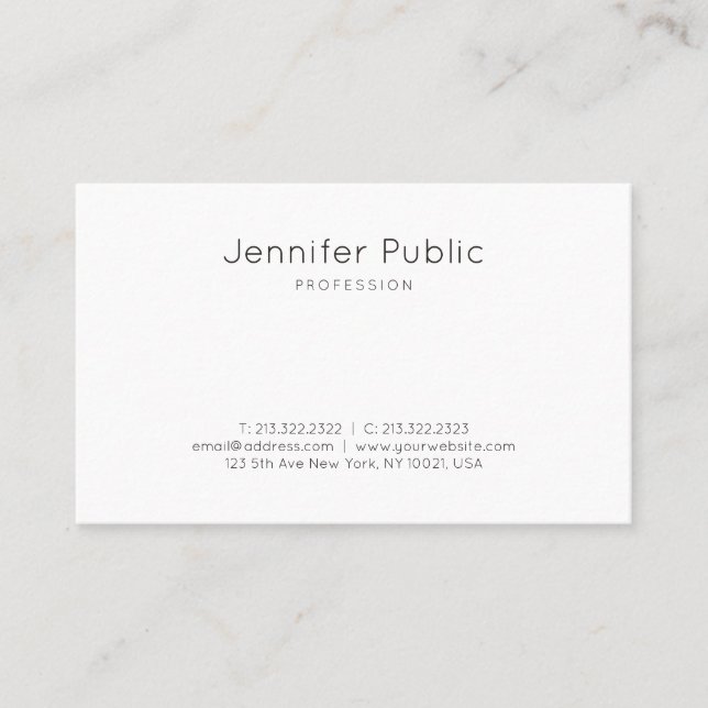 Sophisticated Sleek Design Modern Trendy White Business Card (Front)