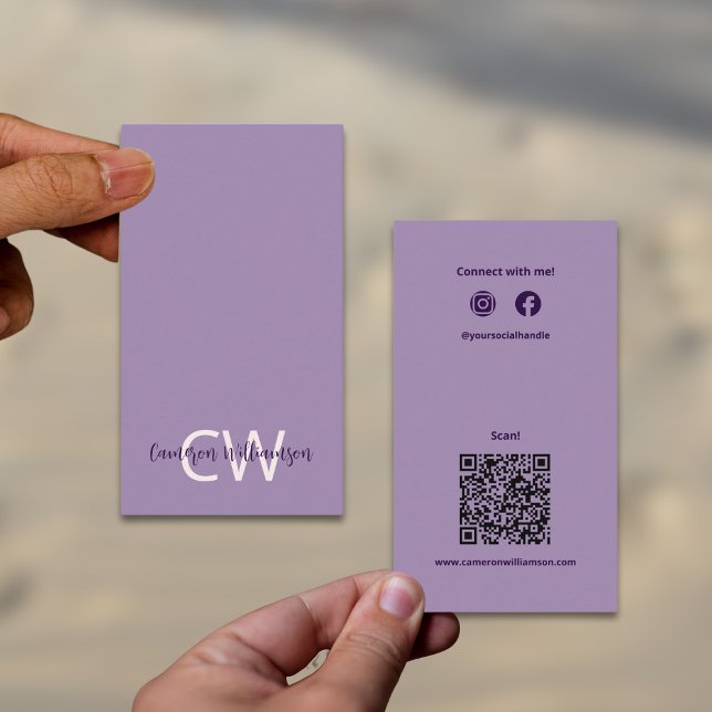 Sophisticated Solid Violet QR Code Social Business Card (Sophisticated Solid Violet QR Code Social Business Card)