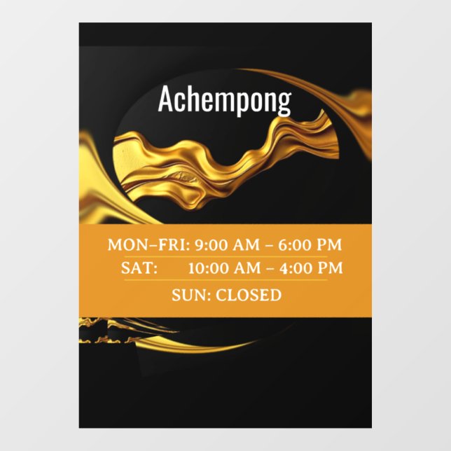 Sophisticated Studio Signage: Achempong Gold Wave  Window Cling (Sheet)