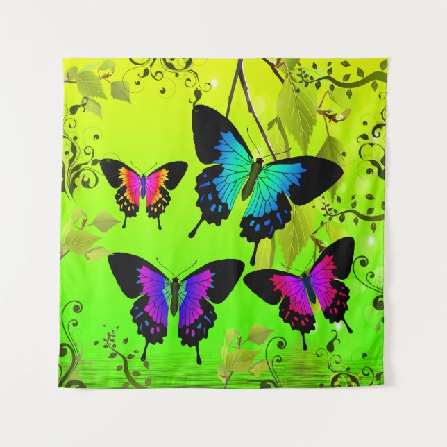 Sophisticated Stylish Elegant  Butterflies Tapestry (Front)