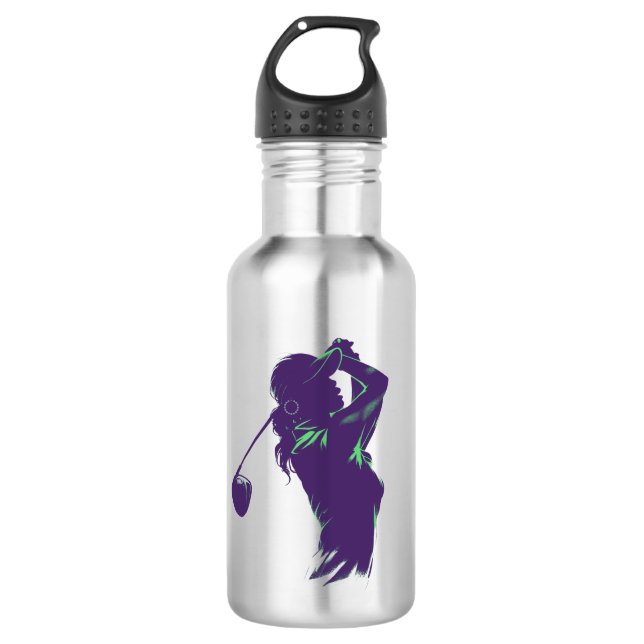 Sophisticated stylish female golfer  532 ml water bottle (Front)