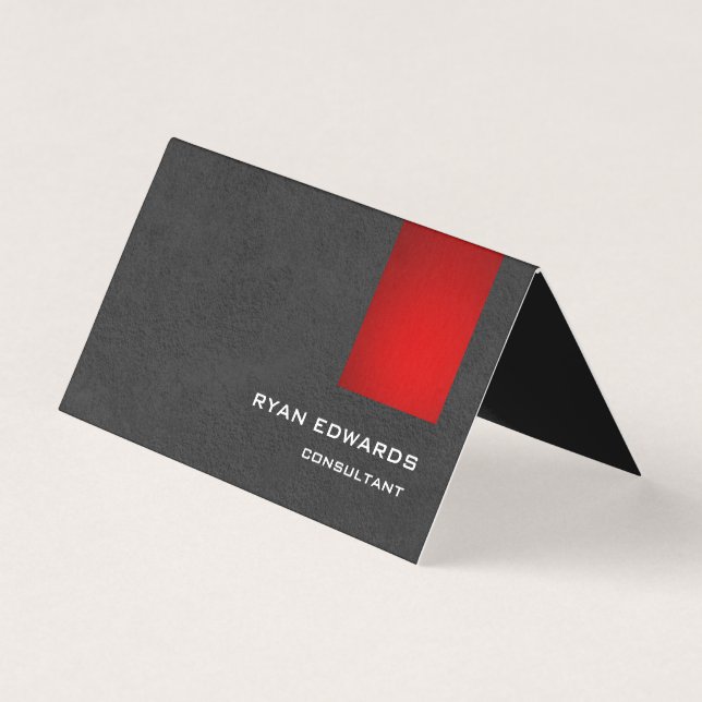 Sophisticated Stylish Red Grey Pattern Modern Business Card (Front)