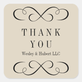 Sophisticated swirls sandy beige thank you label