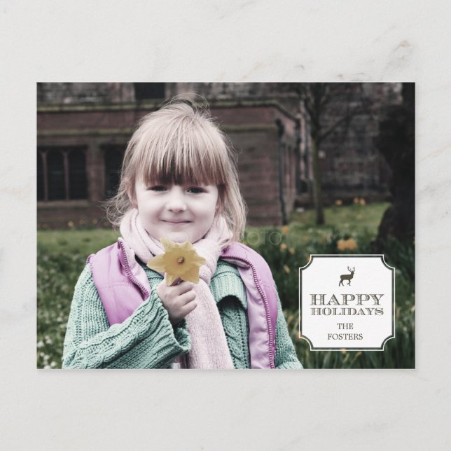Sophisticated Tag Holiday Photo Card Postcard (Front)