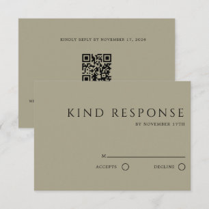 Sophisticated Taupe QR Code Elegant Wedding RSVP Card