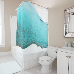 Sophisticated Teal Black White Abstract Shower Curtain