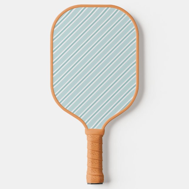 Sophisticated Teal Green & Blue Diagonal Striped Pickleball Paddle (Front)