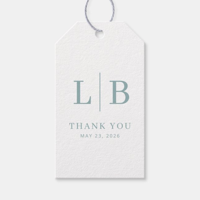 Sophisticated Teal Initials Gift Tags (Front)