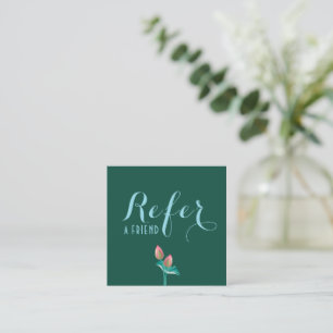 Sophisticated Teal Lotus Flower Massage Therapist Referral Card