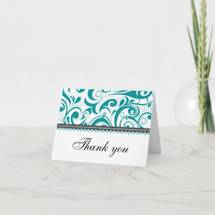 Sophisticated Teal Swirls Thank You Card