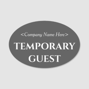 Sophisticated "TEMPORARY GUEST" Name Tag
