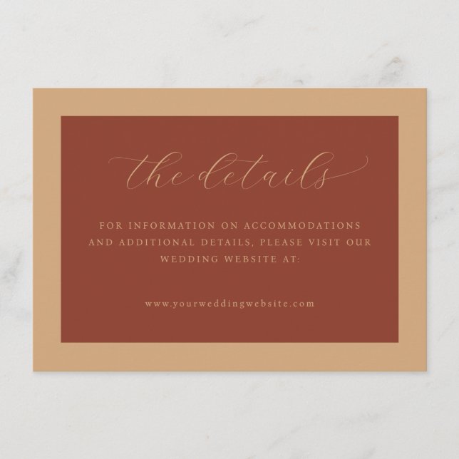 Sophisticated Terracotta Calligraphy Enclosure Card (Front)