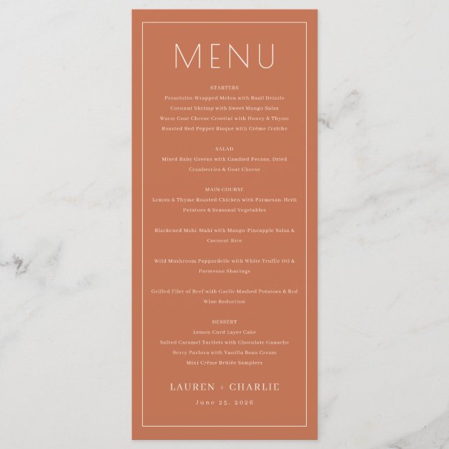 Sophisticated Terracotta Menu Template (Front)