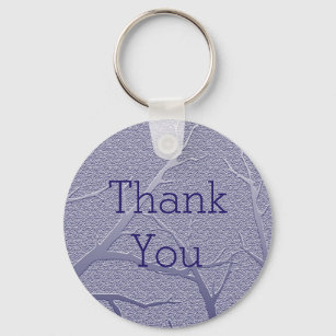 Sophisticated Thank You Winter Branches Blue Key Ring