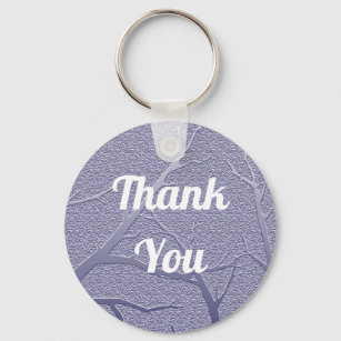 Sophisticated Thank You Winter Branches Blue Key Ring