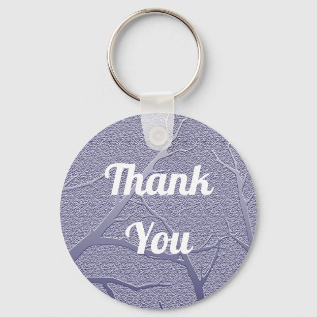 Sophisticated Thank You Winter Branches Blue Key Ring (Front)