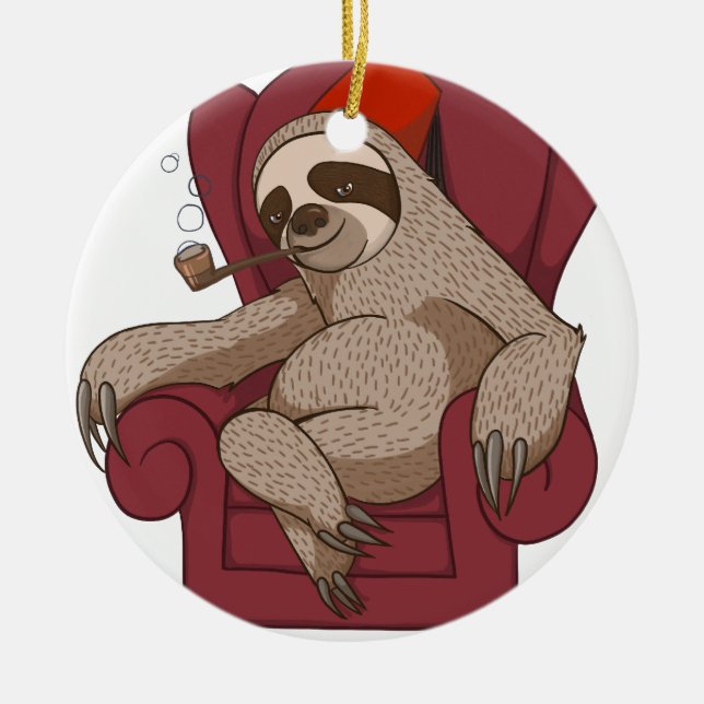 Sophisticated Three Toed Sloth Ceramic Tree Decoration (Front)