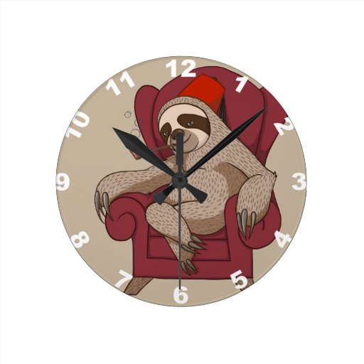 Image of Sophisticated Three Toed Sloth Round Clock
