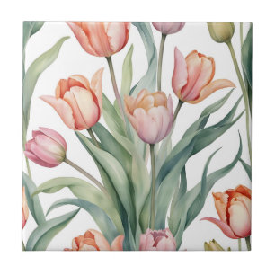 Sophisticated Tulip with Watercolor Tile