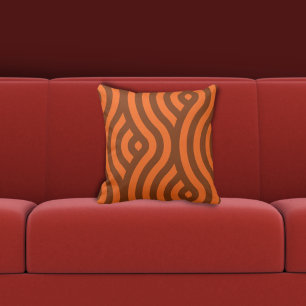 Sophisticated Two- Tone Orang Stripes Wave Pattern Cushion