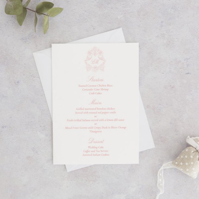 Sophisticated Victorian Classic Script Blush Pink Menu (Creator Uploaded)