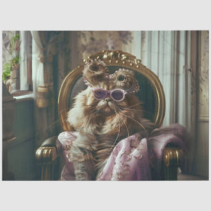 Sophisticated Vintage Cat Decoupage Tissue Paper