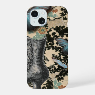 Sophisticated Vintage Paris lace shoe butterfly iPhone 15 Case