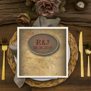 Sophisticated vintage western country wedding napkin