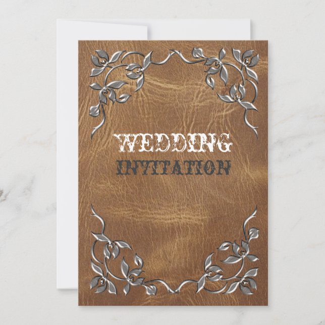 Sophisticated Western Leather Wedding invitation (Front)