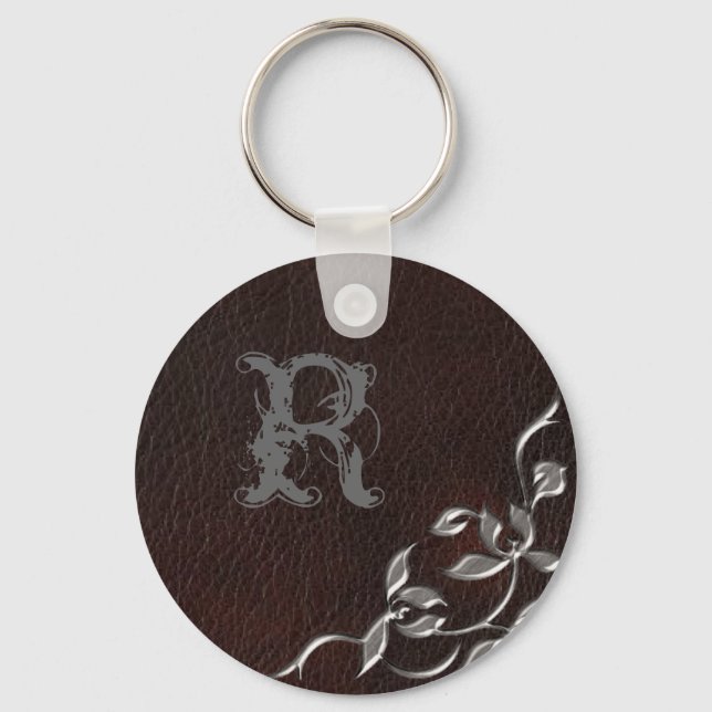 Sophisticated Western Leather Wedding Key Ring (Front)