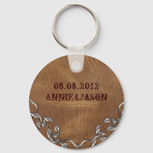Sophisticated Western Leather Wedding Key Ring
