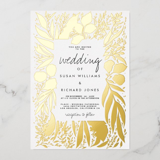 Sophisticated white gold foliage floral wedding  (Front)