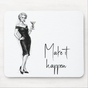 Sophisticated Woman With Martini Mouse Mat