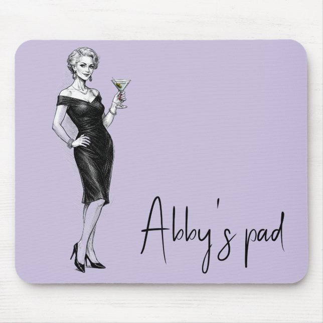 Sophisticated Woman With Martini Mouse Mat (Front)