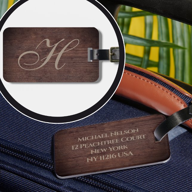 Sophisticated Wooden Effect Initial Luggage Tag (Creator Uploaded)