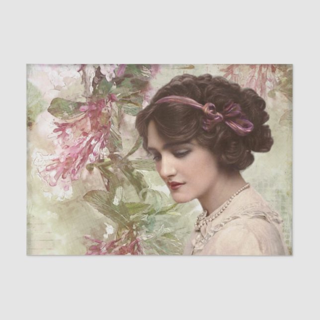 Sophisticated Young Victorian Woman Portrait  Tissue Paper (Front)