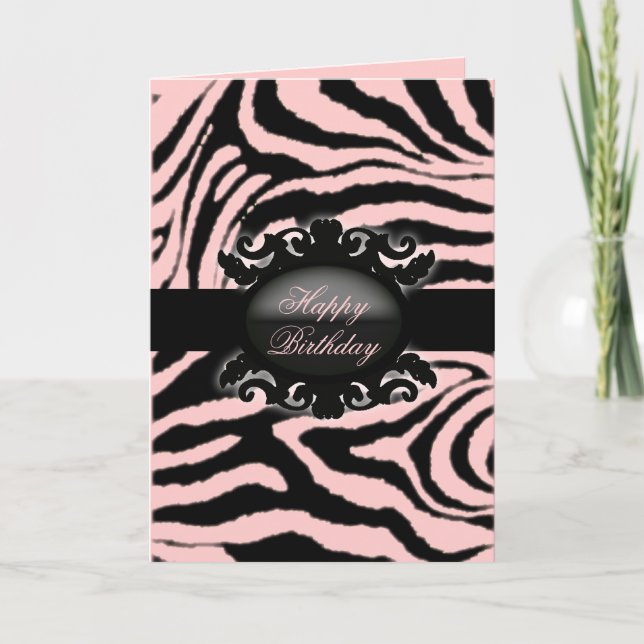 Sophisticated  Zebra Print monogram Card (Front)