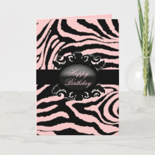 Sophisticated  Zebra Print monogram Card