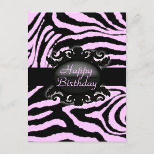 Sophisticated  Zebra Print monogram Postcard