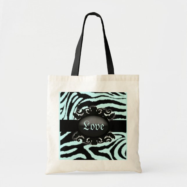 Sophisticated  Zebra Print monogram Tote Bag (Front)