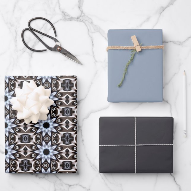 Sophistication Blue Textile Wrapping Paper Sheet (Front)