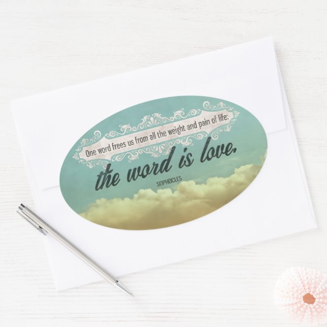 Sophocles Inspirational Quote "Love" Oval Sticker (Envelope)